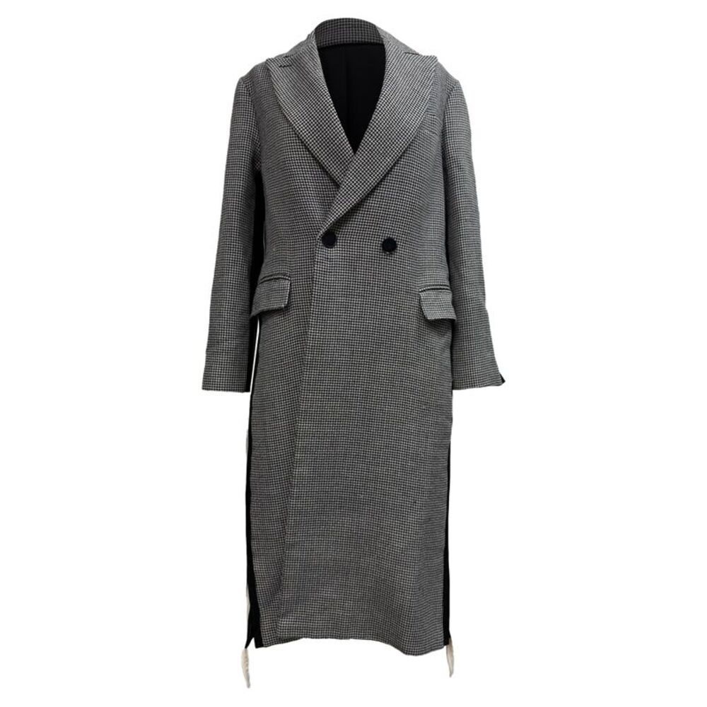 Stella Mccartney Chana Houndstooth-Print Coat in Black and White Wool